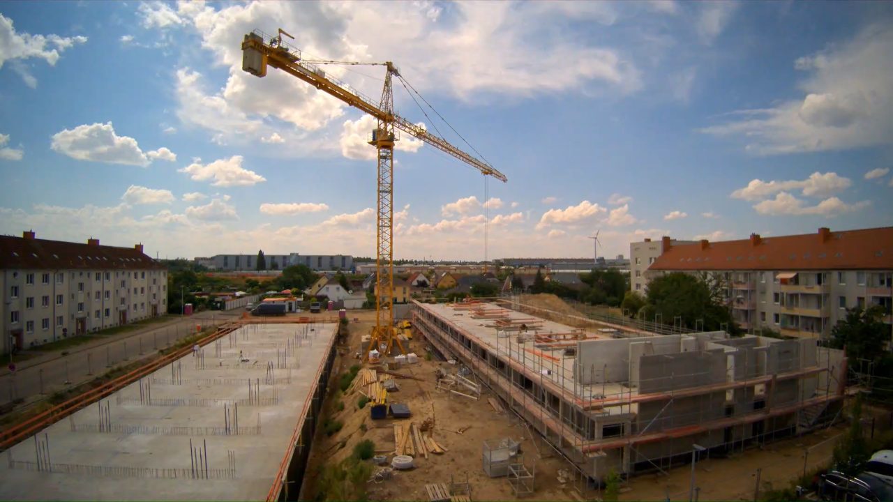 Zeitraffer der Baustelle Magnolienhof in Magdeburg
